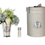 Grand Summer Posy BlueДиффузор букет розы с гортензиями, ,бело-голубой, серебряная ваза, металл, с