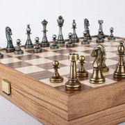 WOODEN CHESSШахматы классические, 35х35 см, фигуры металл, коробка дерево, рисунок орех + дуб