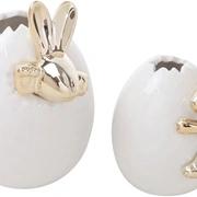 Набор 2 вазы-скорлупы с зайцами EGGS VASE диам 4 см H 9,5 см, диам 6 см Н 11см, фарфор