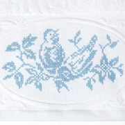 Комплект "ПТИЧКИ" из 3 полотенец, р-р: (30x50,50х100,70х140), цвет: белый/голубой