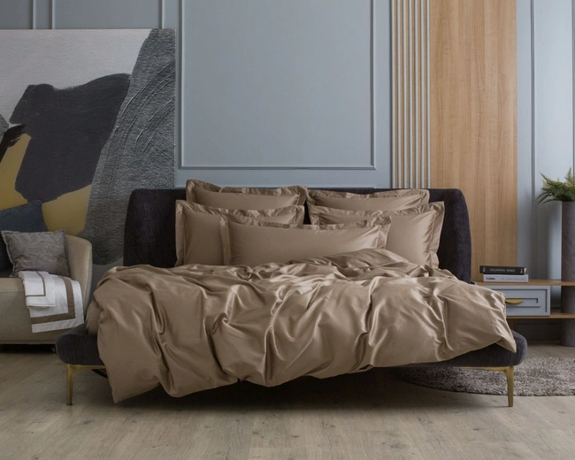 Постельное белье Caramel Beige Allure Grass Полуторный простыня на резинке