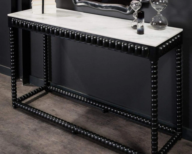 Black console white marble Консоль 130х40 Н 84 см, дерево, белый мрамор
