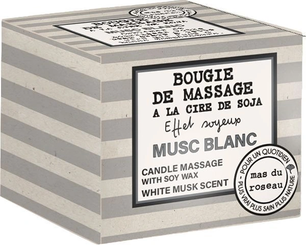 MUSC BLANC Свеча массажная 3 в 1, соевый воск, аромат белый мускус, 100 гр MUSC BLANC Свеча массажная 3 в 1, соевый воск, аромат белый мускус, 100 гр