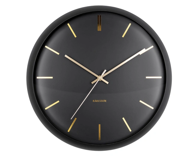 "Часы настенные Karlsson GLOBE black, черный, металл, стекло 40х40х12 см, бесшумный механизм, батар