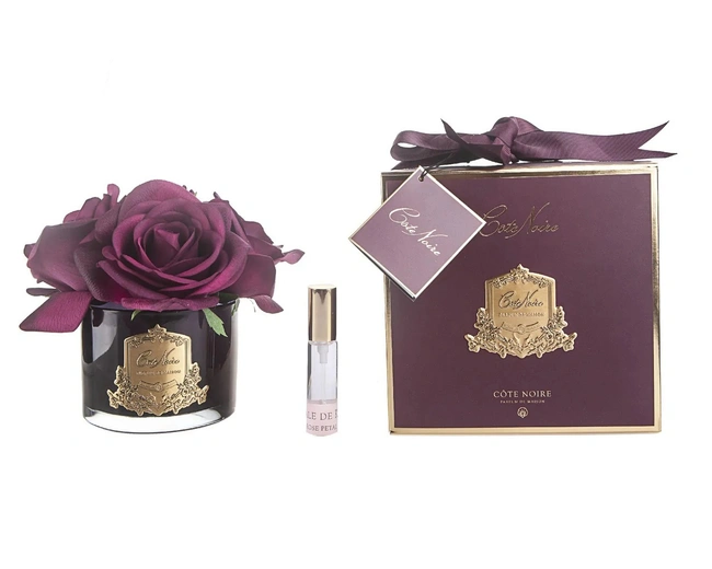 FIVE ROSE Carmine red burgundy boxБукет из 5 роз ароматизированный, цвет красный, черная ваз
