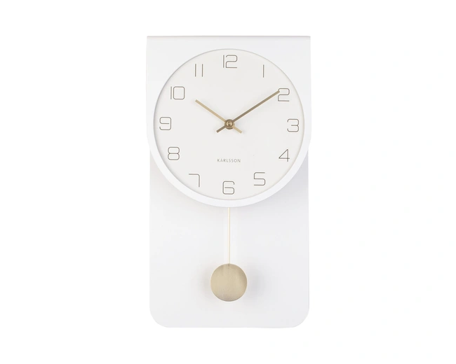 Часы настенные с маятником Karlsson CASA PENDULUM, 39 x 22 x 6 см, белый, МДФ, бесшумный механизм,