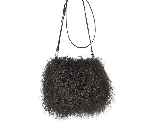 JASMIN MUFF BAG hedge greenСумка-муфта зеленый 19/26, с мехом 30/40
