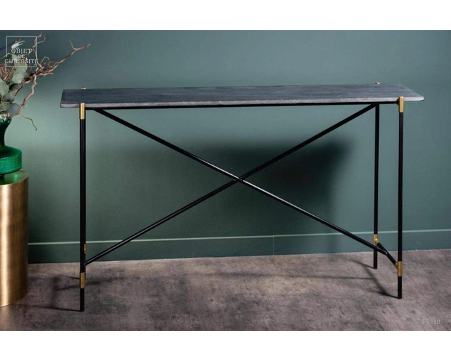 Console black marble Консольный столик 138х38 Н77 см, металл, мрамор