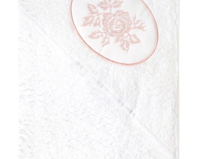 Полотенце с капюшоном "ROSE", р-р: 100х100см, белый/розовый