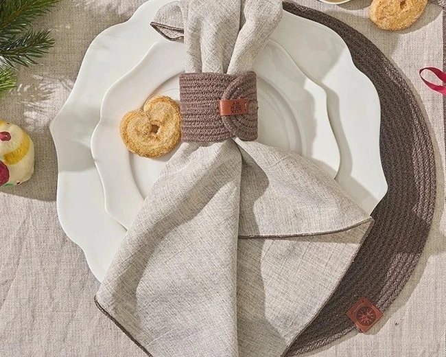 Сервировочная салфетка LINEN, р-р 40х40 см.,30% лён, 40% хлопок, 30% вискоза,натуральный/шоколадный