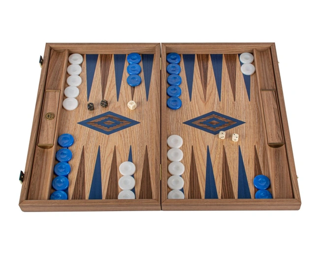 BACKGAMMONНарды с боковыми стойками, дуб и орех, 48x30 см ручная работа
