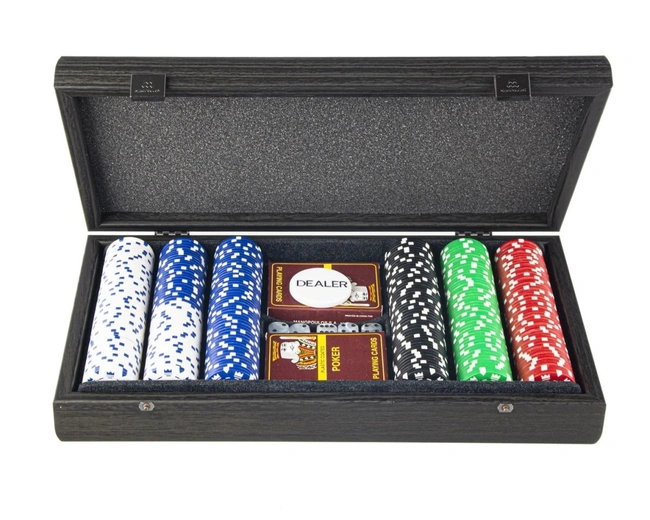 POKER SETНабор для покера (карты 300 шт ) темный орех, коричневая эко-кожа 39х22 см