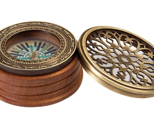 Морской компас Hemisferium Nautical Compass Lace диам 6,3 Н 2,8 см, бронза