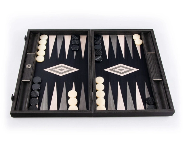 BACKGAMMON Нарды с боковыми стойками, 38x23см, жемчужно-серый корень секвойи