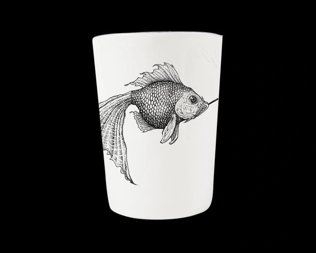 Стаканчик для зубных щеток Rory Dobner SMOKEY FISH, фарфор 7,5 h10