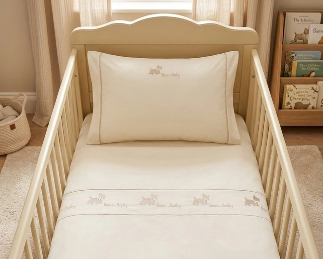 Детское постельное белье "СОБАЧКИ NEW", р-р: 100x140+40х60+130х75х25см, цвет: бежевый/белый
