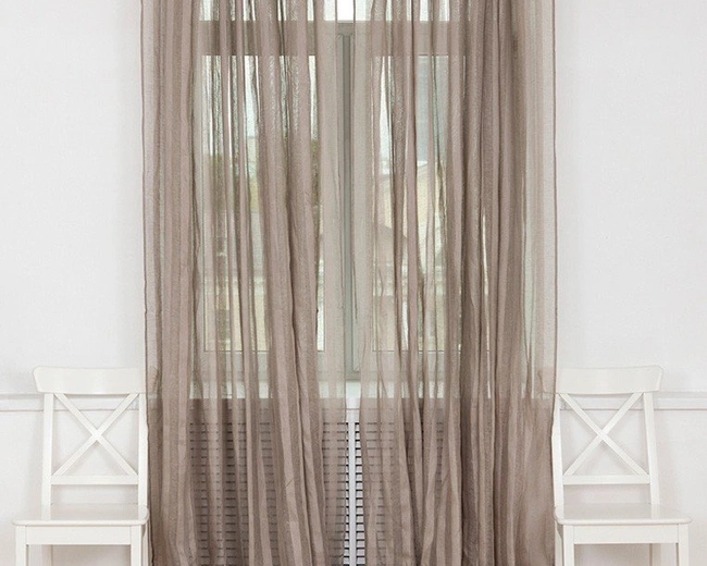 Шторы на петлях "CURTAIN LINE",  р-р: 250х310, серо-бежевый/широкая полоса