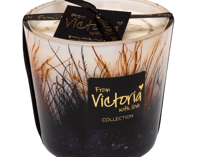 Свеча ароматическая Victoria with Love Plumeau brown 400гр, выдувное стекло