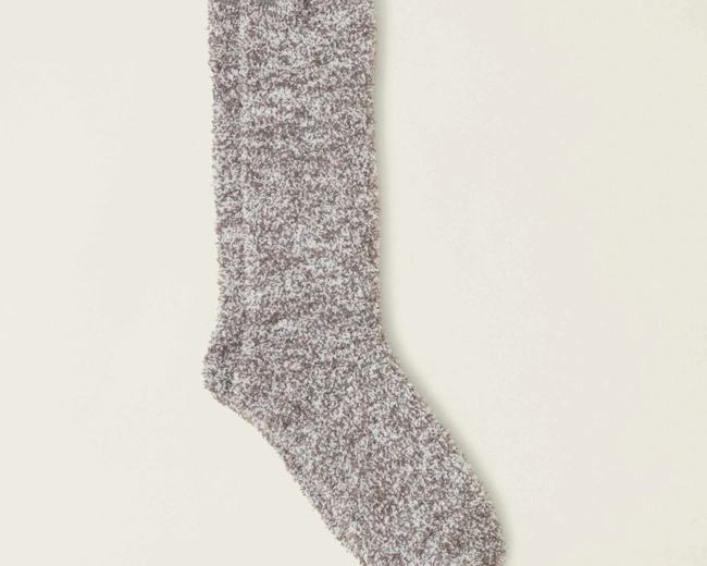 Носки Barefoot Dreams HEATHERED SOCKS, трикотаж, серо-белый, 100% полиэстер, размер one size Носки Barefoot Dreams HEATHERED SOCKS, трикотаж, серо-белый, 100% полиэстер, размер one size