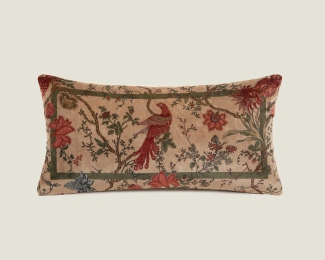 Подушка Frati BIRDS OF PARADISE BEIGE, бежевый, 30х60, велюр, полиэстер