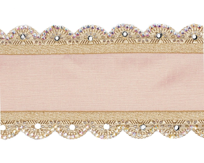 MIRROR TRIM EDGE RIBBON PNК/GLD Лента с зеркалами, розовый с золотом шир 10см длина 5м