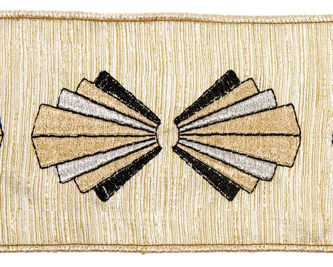 ART DECO LINEN RIBBON Лента лен с вышивкой ар деко кремовый ширина10 см длина 5 м