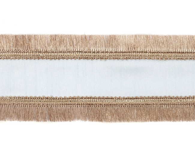 DUP.FRINGED EDGES RIBBON LT BLU/GLD 10CM/5Y Лента на елку голубая с золотой бахромой ширина 10 см