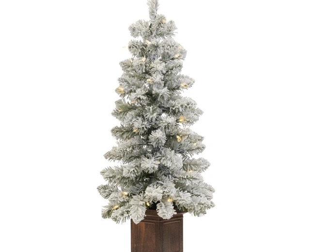 50LED L.FLOCK PINE TREE IN POT 91CM 98tp batt.op Елка заснеженная в горшочке 50LED 91см на батарейка