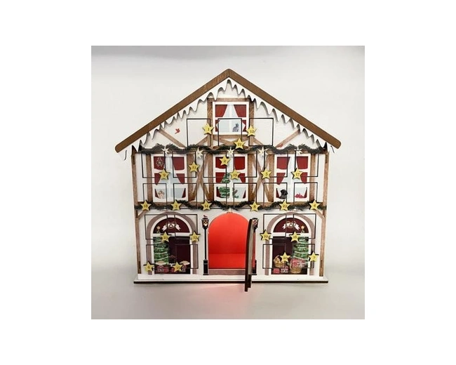 Advent calendar Christmas house Музыкальная шкатулка Рождественский дом , дерево, 24 ящика для мале