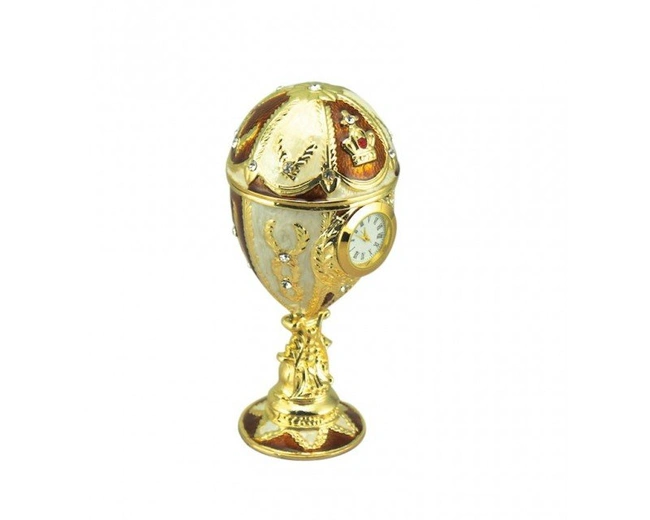 Faberge egg yellow Музыкальная шкатулка ЯйцоФаберже с часами, Ø6x13 , золото, металл, мелодия "К Э