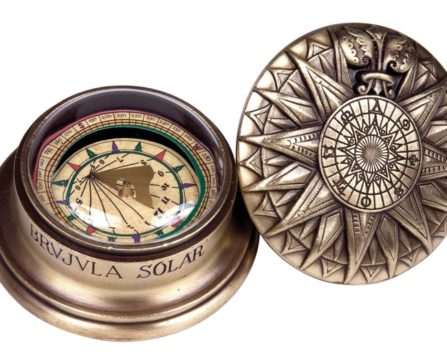 Солнечный компас Hemisferium Solar Compass диам 8,5 Н 4,5 см, бронза