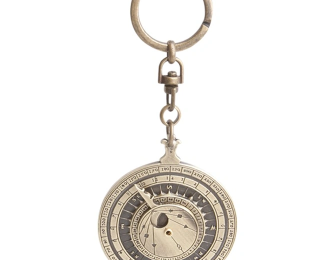 Брелок вычислитель приливов Hemisferium Tide Computer Key Ring диам 5 см толщина 6 мм, бронза