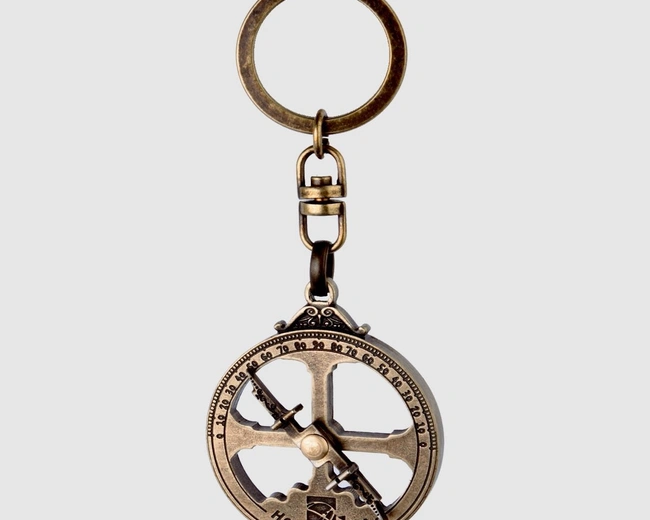 Брелок астролябия Hemisferium Nautical Astrolabe Key Ring диам 4,5 см толщина 5 мм, бронза