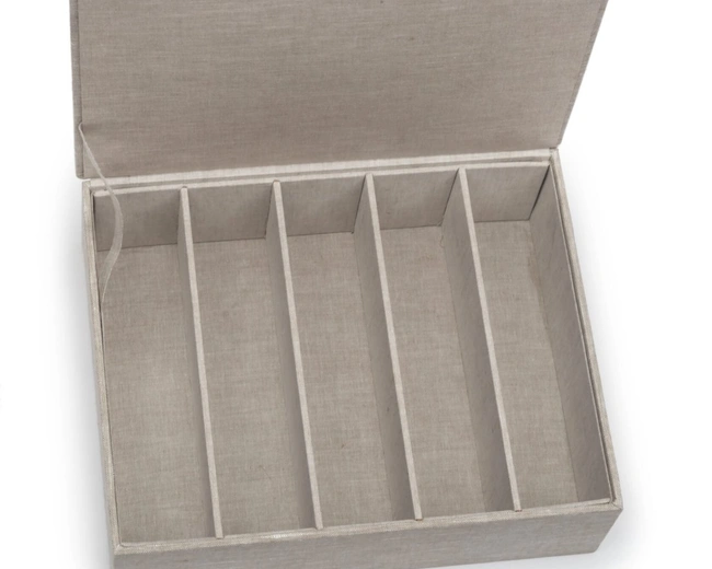 CUTLERY BOX Коробка для столовых приборов, 33/26/H.10 картон, лен с вышивкой