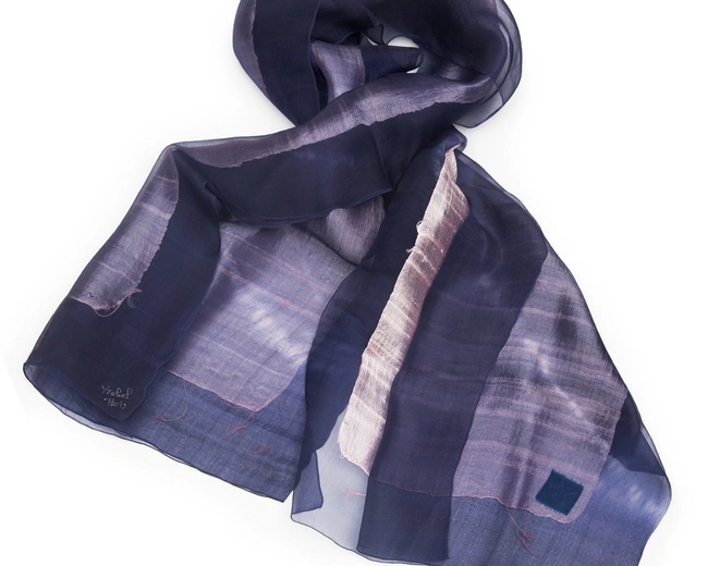 SILK Шаль , фиолетовая с кругами, 45/210 шелк SILK Шаль , фиолетовая с кругами, 45/210 шелк
