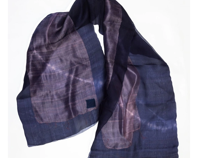 SILK Шаль , оранжево-синяя с кругами, 45/210 шелк SILK Шаль , оранжево-синяя с кругами, 45/210 шелк
