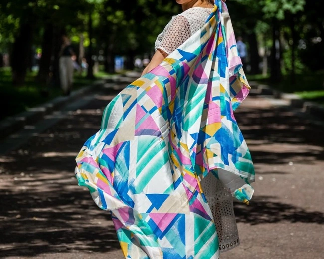 FOLK LAGON ORCHIDEE Шаль 110/190 шелк 100% FOLK LAGON ORCHIDEE Шаль 110/190 шелк 100%