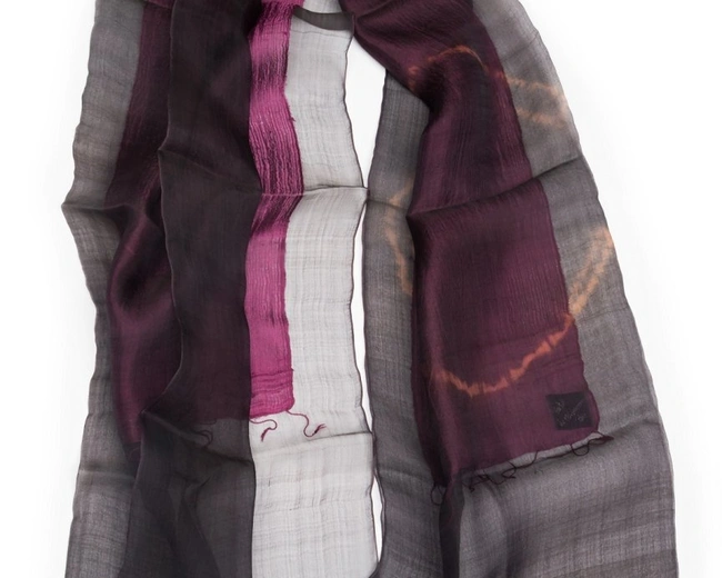 SILK Шаль , фиолетово-розовая с кругами, 45/210 шелк SILK Шаль , фиолетово-розовая с кругами, 45/210 шелк