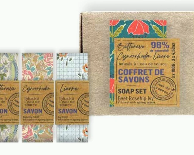 COFFRET 1 Мыло твердое, набор 3 шт*100 гр Betterave + Cynorrhodon + Lierre