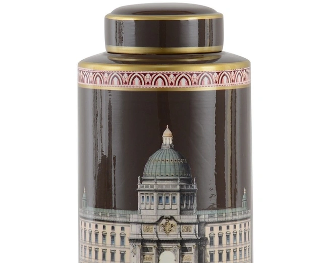 BERLIN PALACEВаза с крышкой, коричневый, D18x30h, керамика BERLIN PALACEВаза с крышкой, коричневый, D18x30h, керамика
