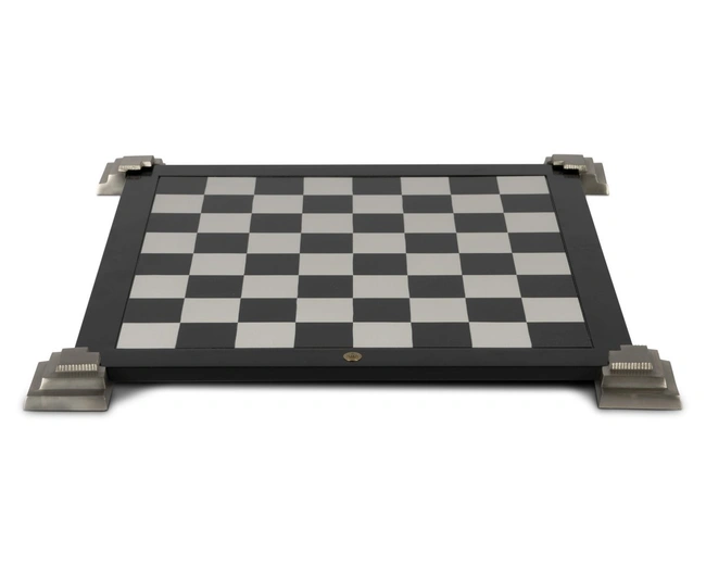 Доска для игры в шахматы и шашки AUTHENTIC MODELS , двусторонняя, черный с белым, серебро, 47х47
