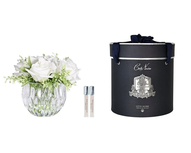 Round Summer Roses WhiteДиффузор букет роз, белый, круглая рифленая ваза, спрей 10 мл*2шт Round Summer Roses WhiteДиффузор букет роз, белый, круглая рифленая ваза, спрей 10 мл*2шт