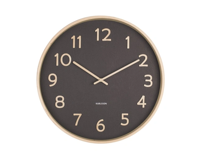 Часы настенные Karlsson PURE black, черный, дерево американская липа, 40х40х4,5см, бесшумный механи