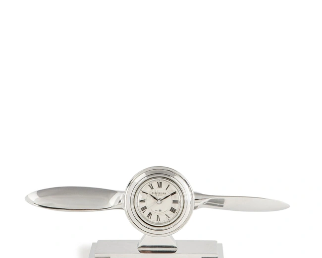 Часы настольные AUTHENTIC MODELS Propeller Clock 30,5х5,5 Н.9,5 , авиационный алюминий