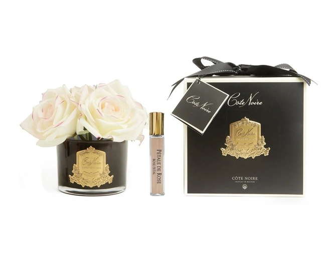 FIVE ROSE Pink blush Букет из 5 роз , цвет светло-розовый, черная ваза, 2 спрея по 5 мл