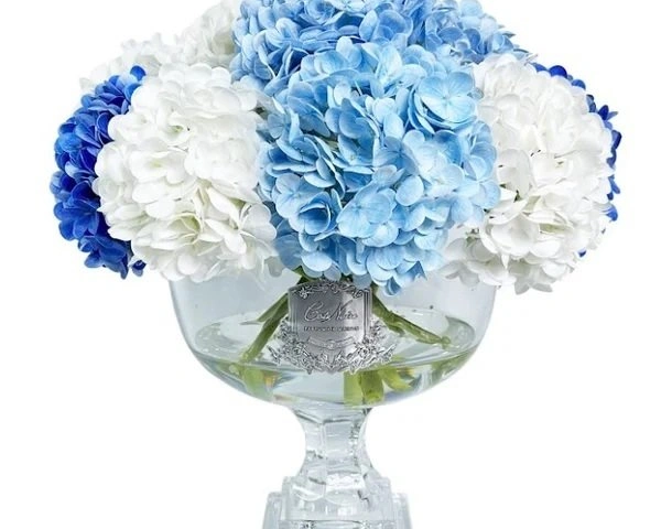 Provence Hydrangea BouquetБукет гортензий, голубой, 2 спрея по 10 мл, H.45 серебряный декор