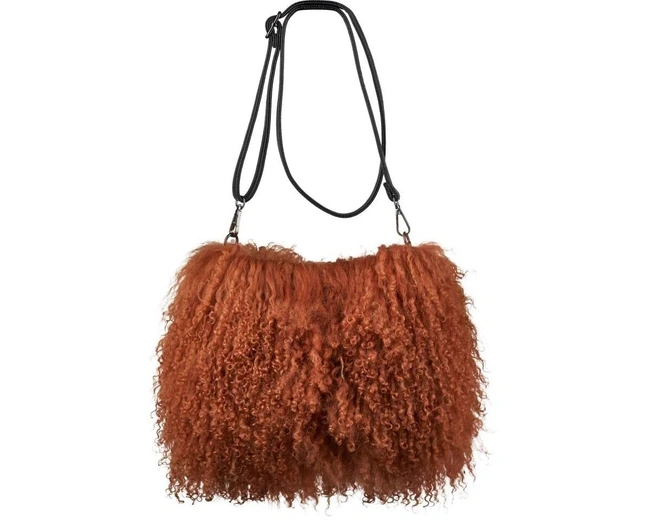 JASMIN BAG Leather brown Сумка-муфта 19/26, рыжий, козий мех 30/40