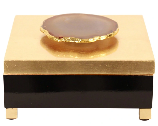BOX BLACKШкатулка, черный лак, золотая фольга, оникс H: 11 cm | W: 20 cm | D: 20 cm