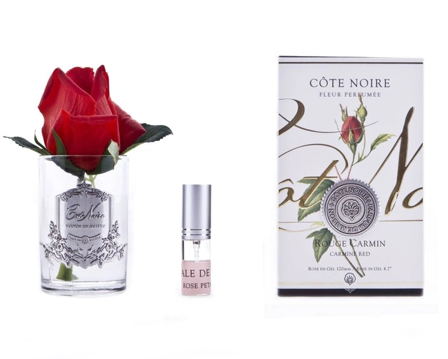 Бутон розы диффузор ROSE BUD carmine red , красный, прозрачная ваза, 1 спрей 5мл
