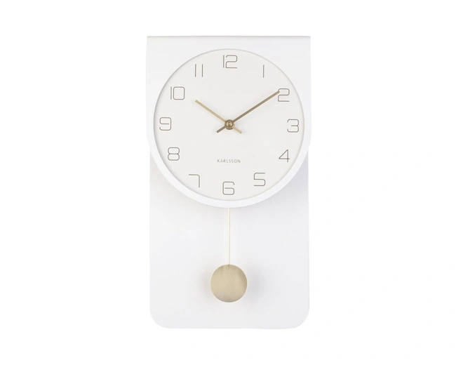 Часы настенные с маятником Karlsson CASA PENDULUM, 39 x 22 x 6 см, белый, МДФ, бесшумный механизм,